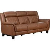 Kimball Power Reclining Sofa w/ Power Head Rests in Homerun Cinnamon Brown Leather